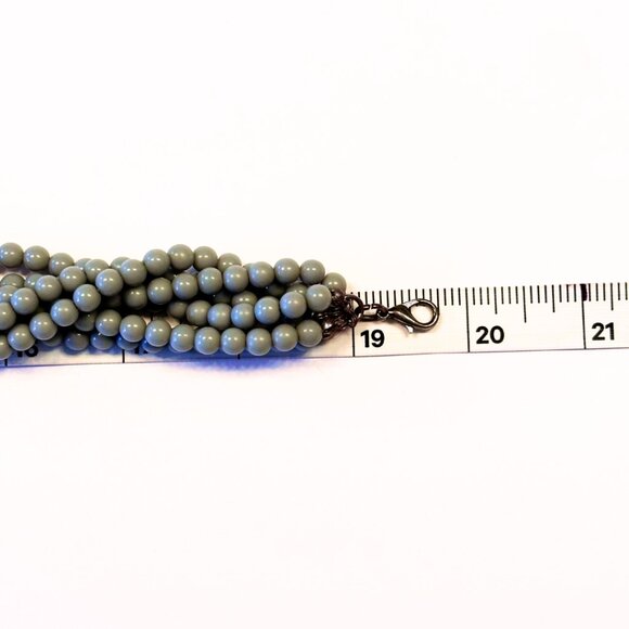 Chunky Layered Beaded Statement Necklace – Soft Dove Gray, Multi-Strand - Picture 4 of 5